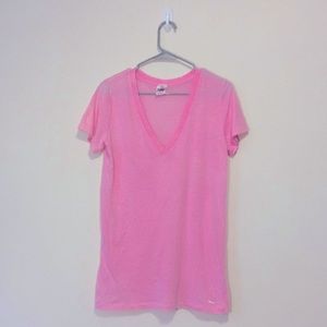 Hot Pink V-neck T-shirt